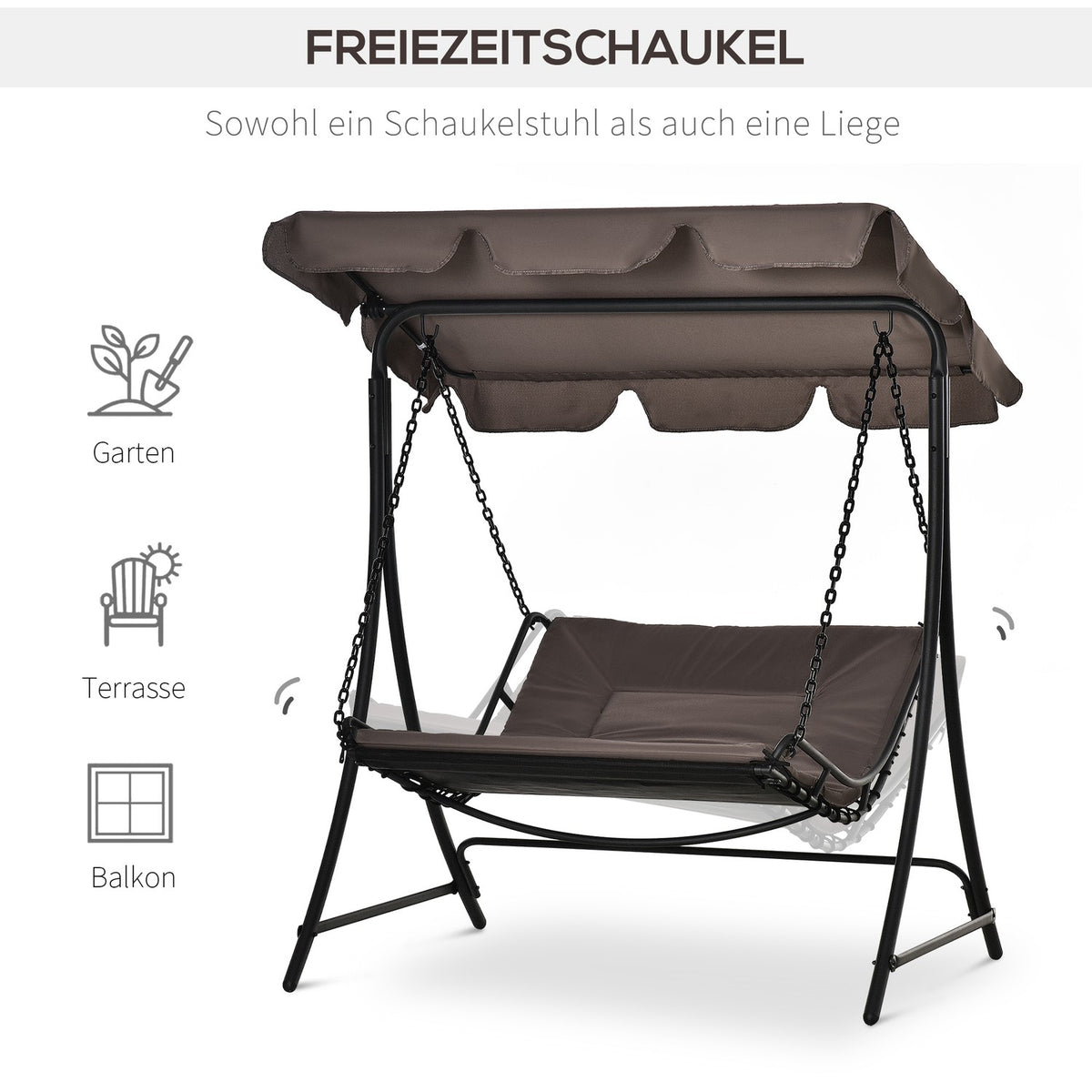 Swing Lounger Hollywood Swing Garden Lounger With Roof For 2 People Steel Gray 164 X 116 X 176Cm