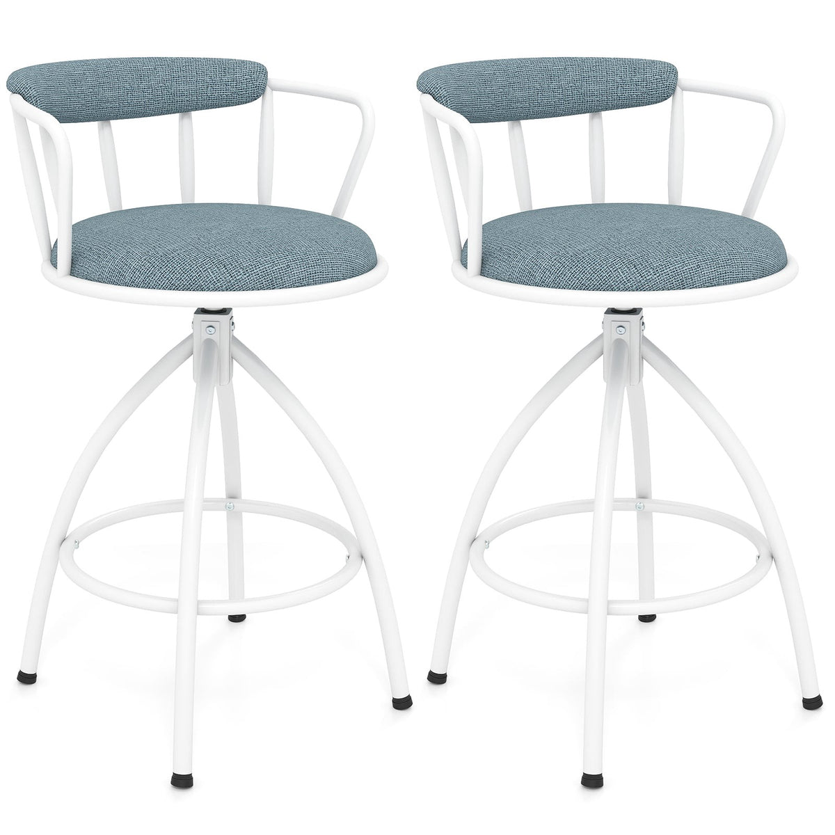 Swivel Bar Stools with Backrest & Footrest, Set of 2