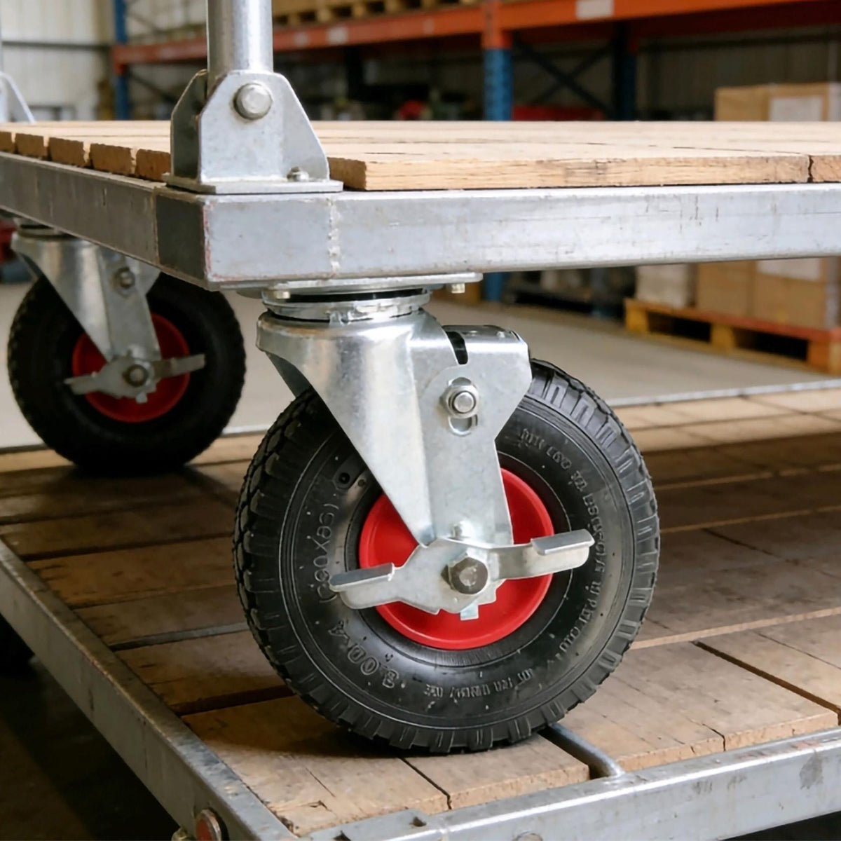 Swivel Castor Set with Brake, Pneumatic Tyres, 2-Pack