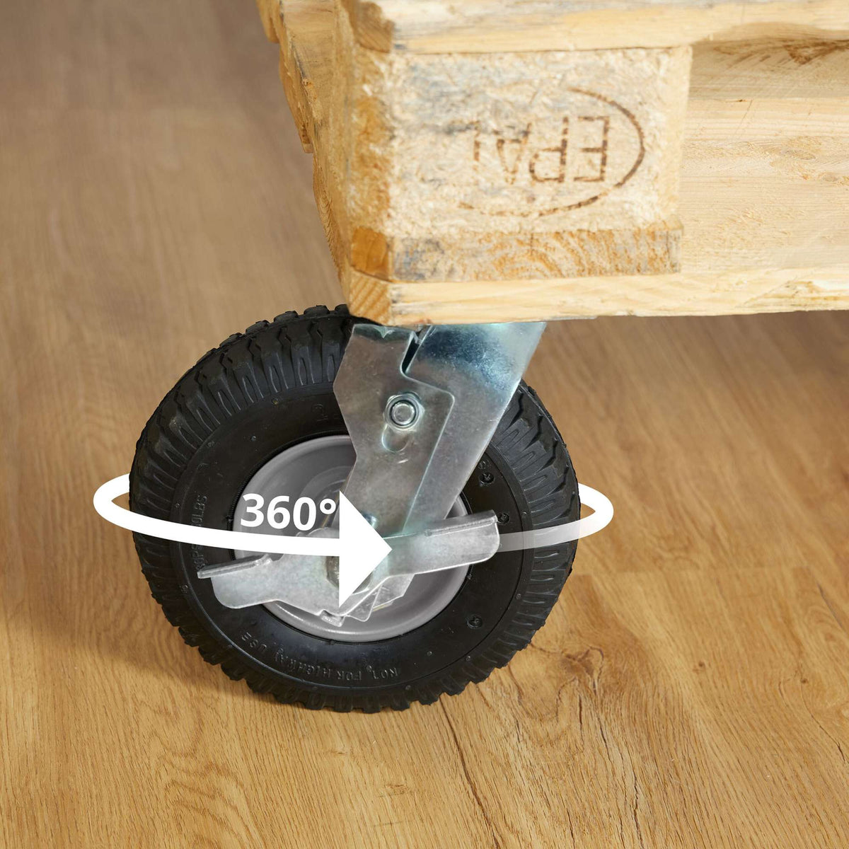 Swivel Castors with Brake, Pneumatic Tyres, Set of 2