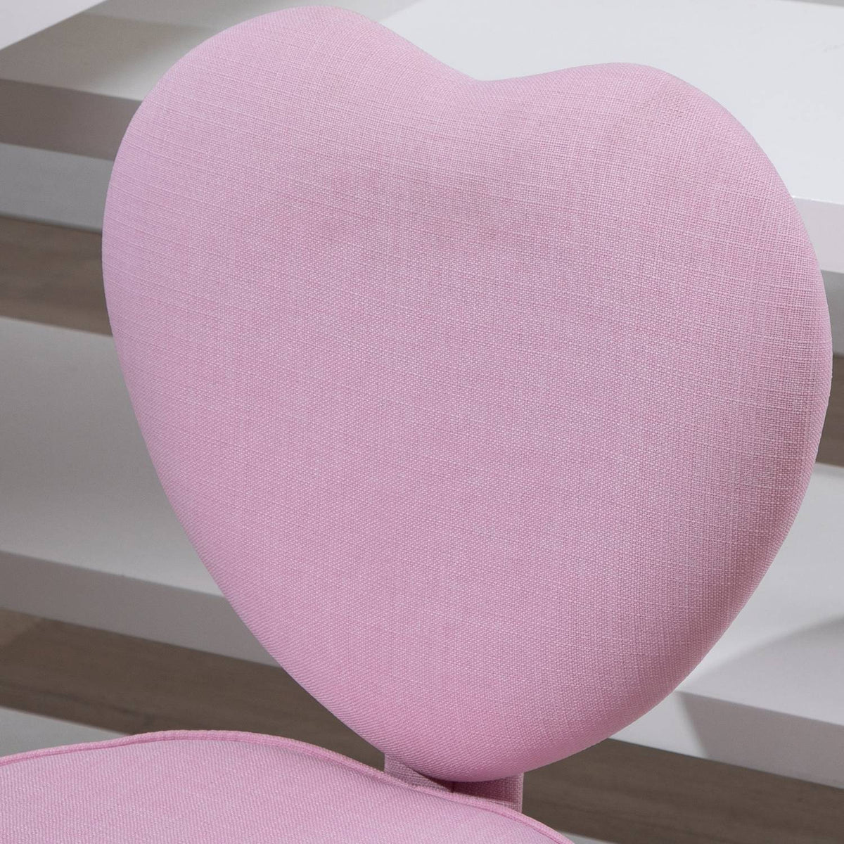 Swivel Chair Executive Chair Computer Chair Seat Height Adjustment Cute Heart-Shaped Padding Pink Linen Fabric 40 X 50 X 79-89 Cm