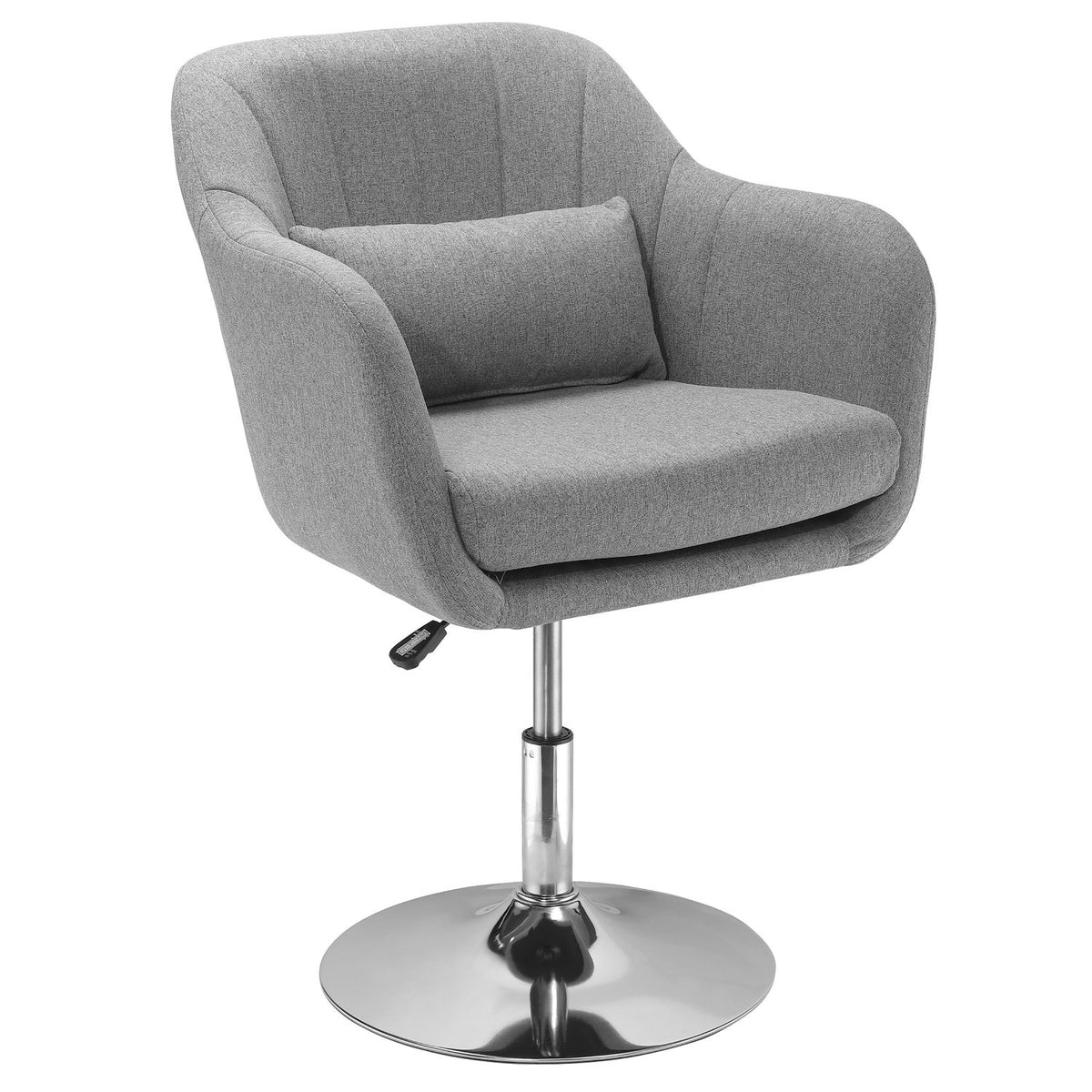 Swivel Chair, Height Adjustable Swivel Chair, Retro Accent Chair, Relax Chair with Back Cushion for Living Room, Linen, Gray