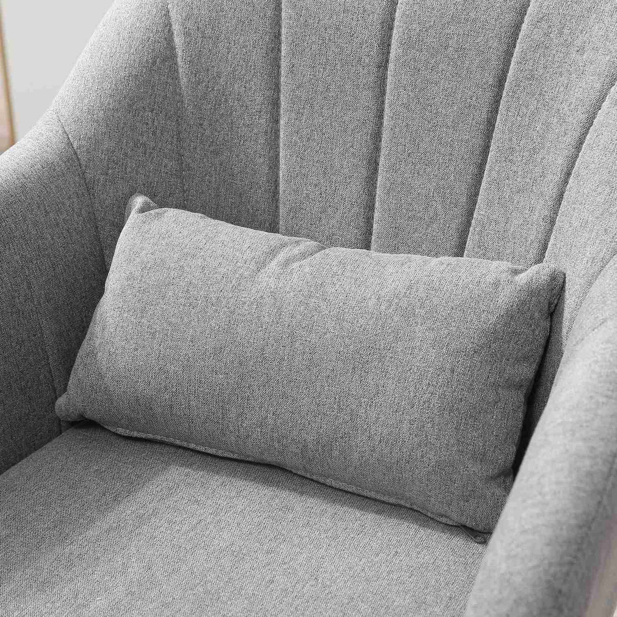 Swivel Chair, Height Adjustable Swivel Chair, Retro Accent Chair, Relax Chair with Back Cushion for Living Room, Linen, Gray