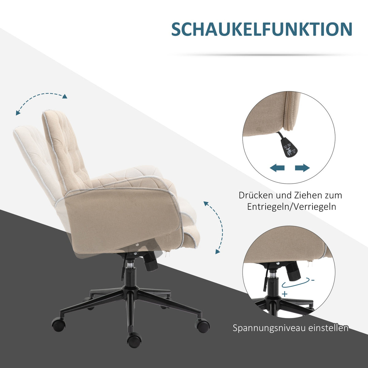 Swivel Chair Office Chair Height Adjustable Ergonomic Rocker Function Foam