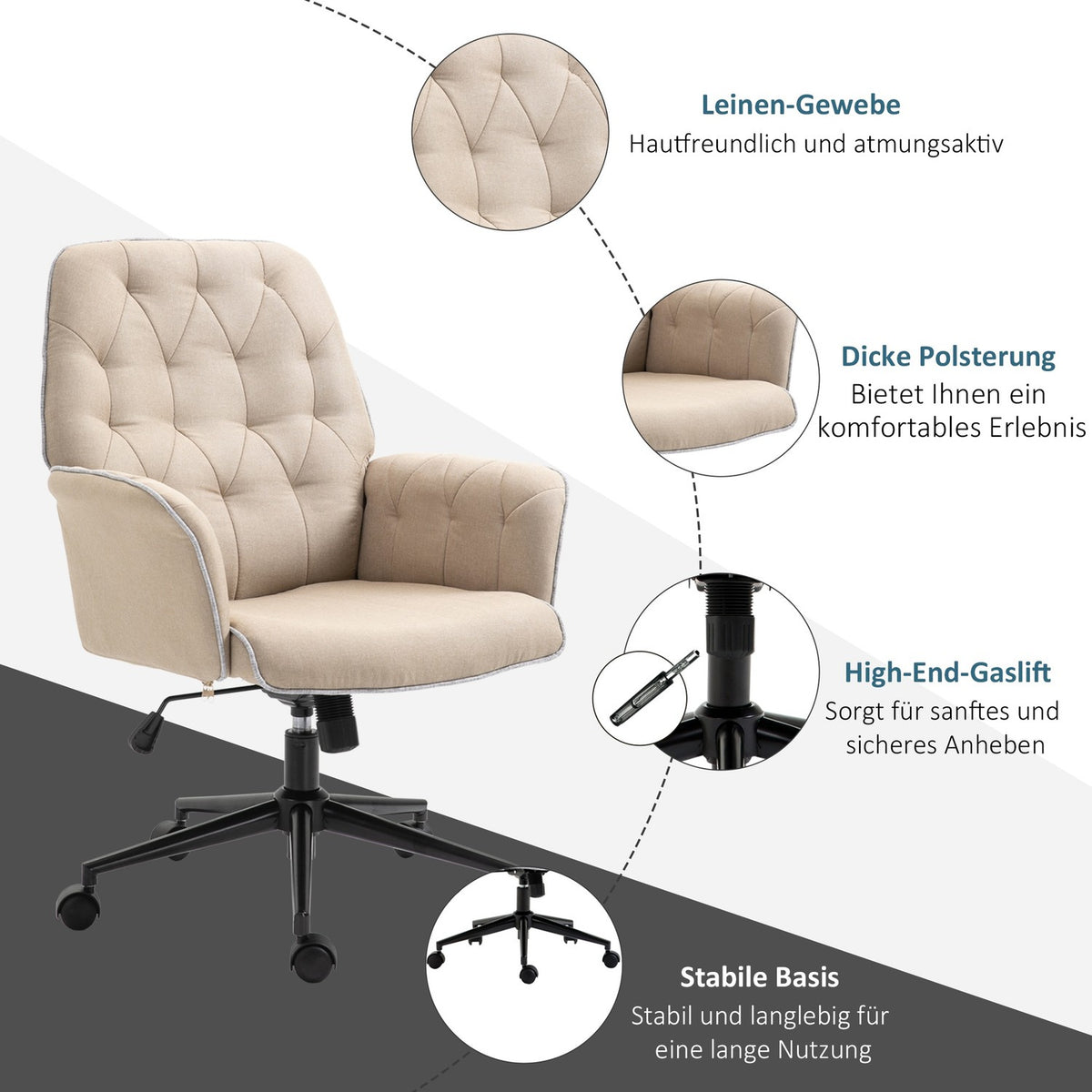 Swivel Chair Office Chair Height Adjustable Ergonomic Rocker Function Foam