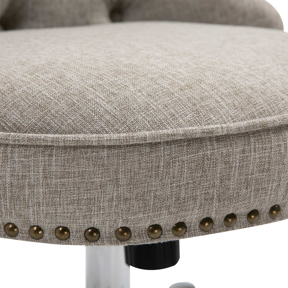 Swivel Chair, Upholstered Chair, Executive Chair With Wheels, 360° Rotatable, Height Adjustable, Linen, Metal, Light Gray, 54X65.5X(84-91)Cm