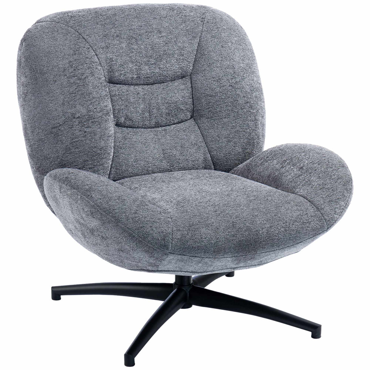 Swivel Lounge Chair, Dark Grey Chenille Fabric