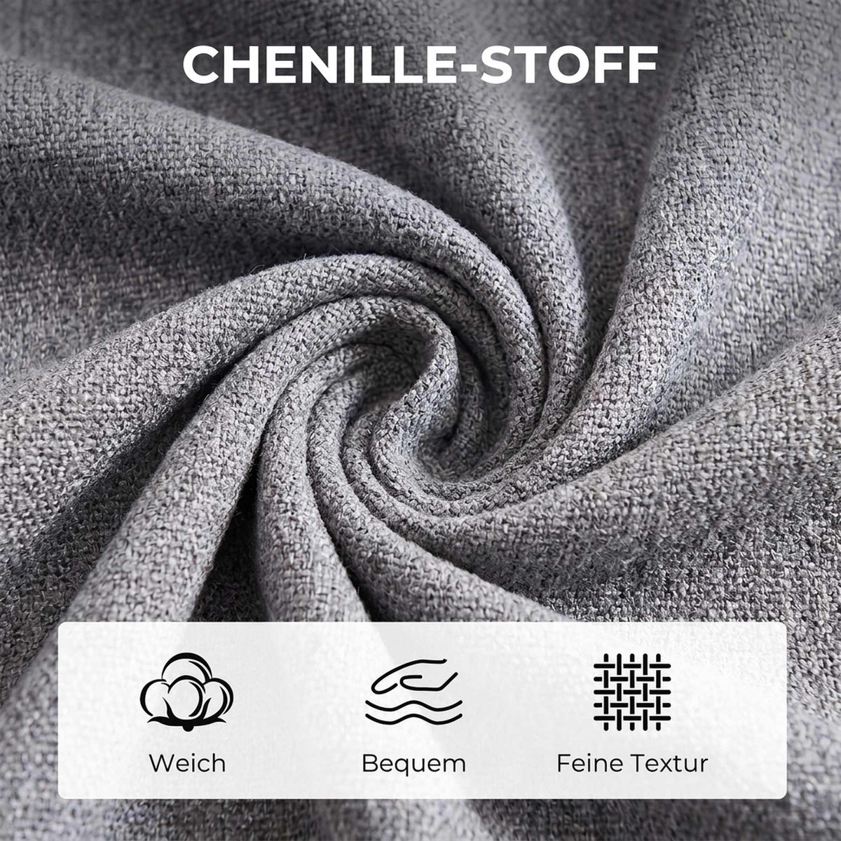 Swivel Lounge Chair, Dark Grey Chenille Fabric