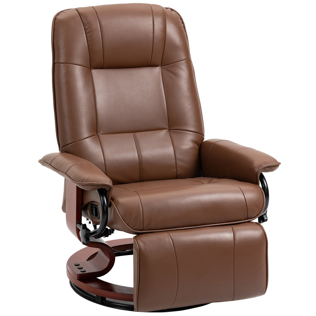 Swivel reclining chair, TV chair with reclining function, footrest, reclining chair with armrest, for living room, bedroom, faux leather