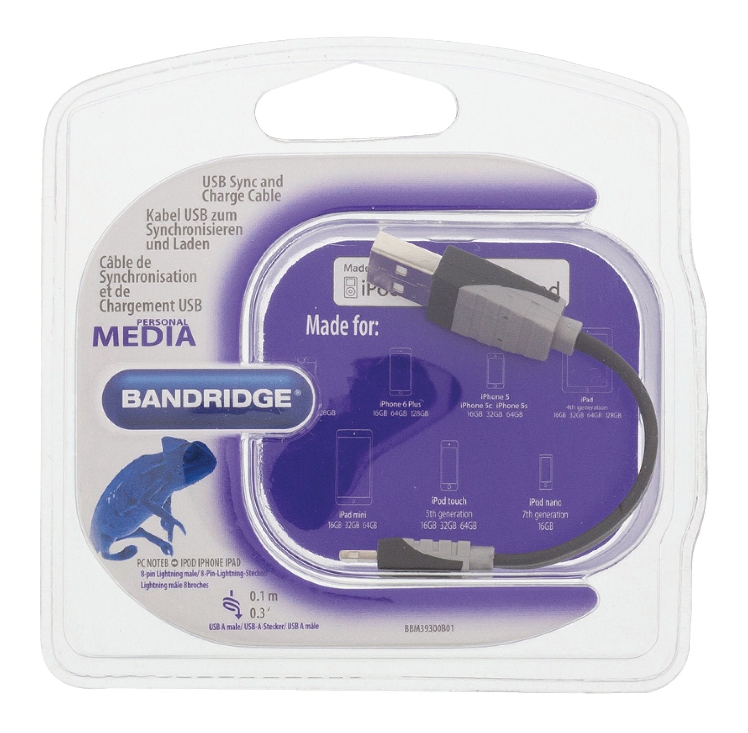 Sync and Charging Cable Apple Lightning - USB A male 0.10 m Black