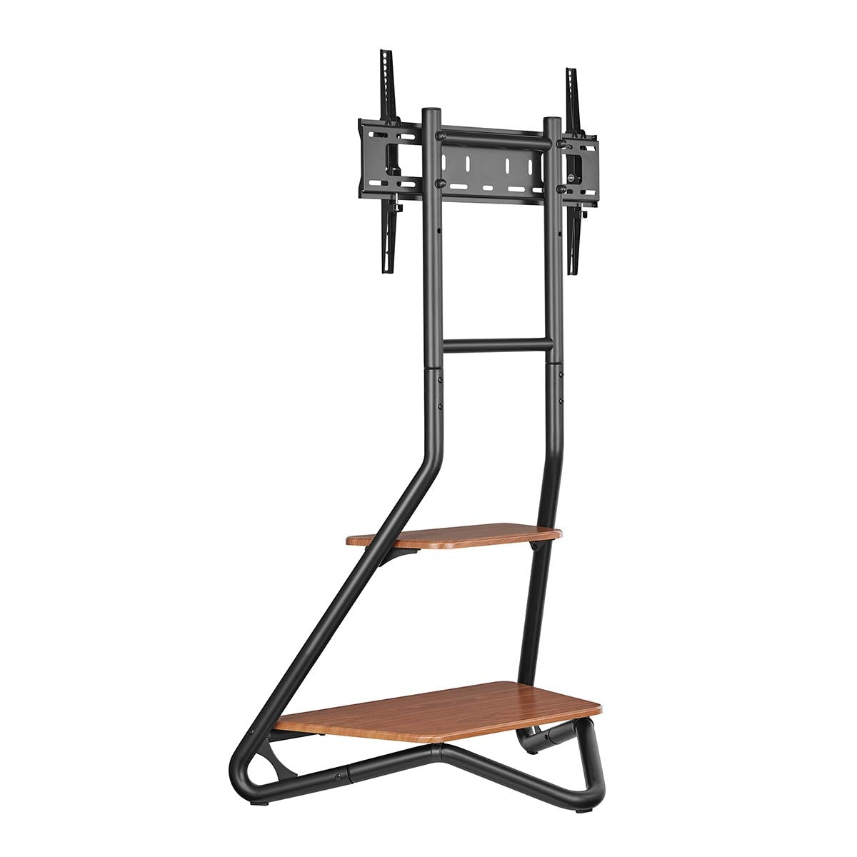 TV Floor Stand | 37 - 75 " | Maximum supported screen weight: 40 kg | Bauhaus Design | Adjustable pre-fixed heights | MDF / Steel | Black / Brown