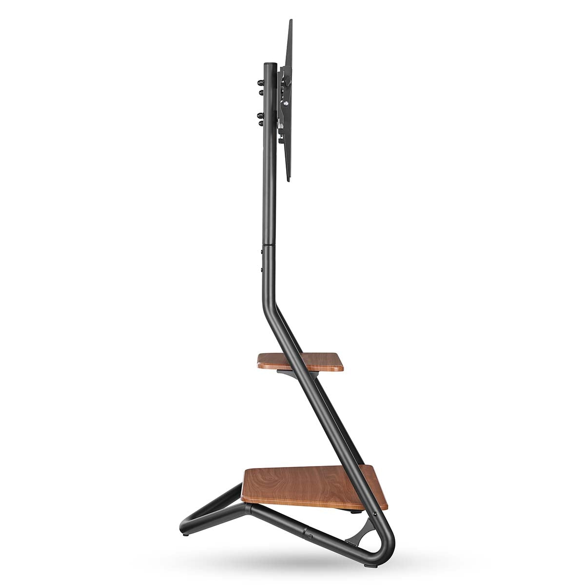 TV Floor Stand | 37 - 75 " | Maximum supported screen weight: 40 kg | Bauhaus Design | Adjustable pre-fixed heights | MDF / Steel | Black / Brown
