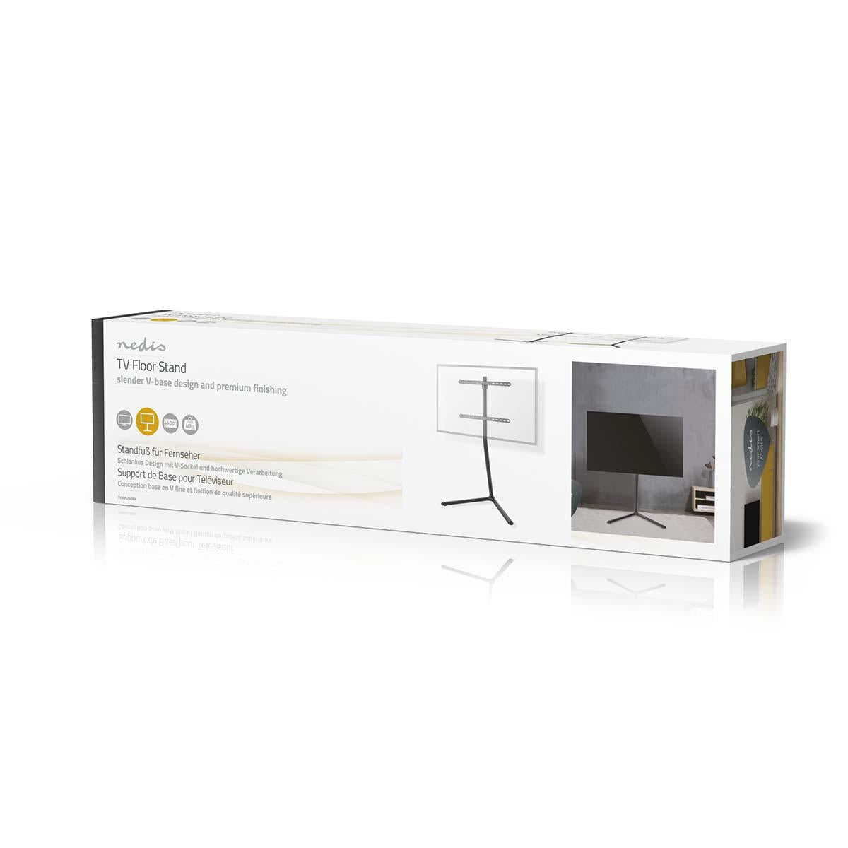 TV Floor Stand | 49 - 70 " | Maximum supported screen weight: 40 kg | V-shape Design | Anti-tip strap | Snap-lock | Aluminium / Steel | Black