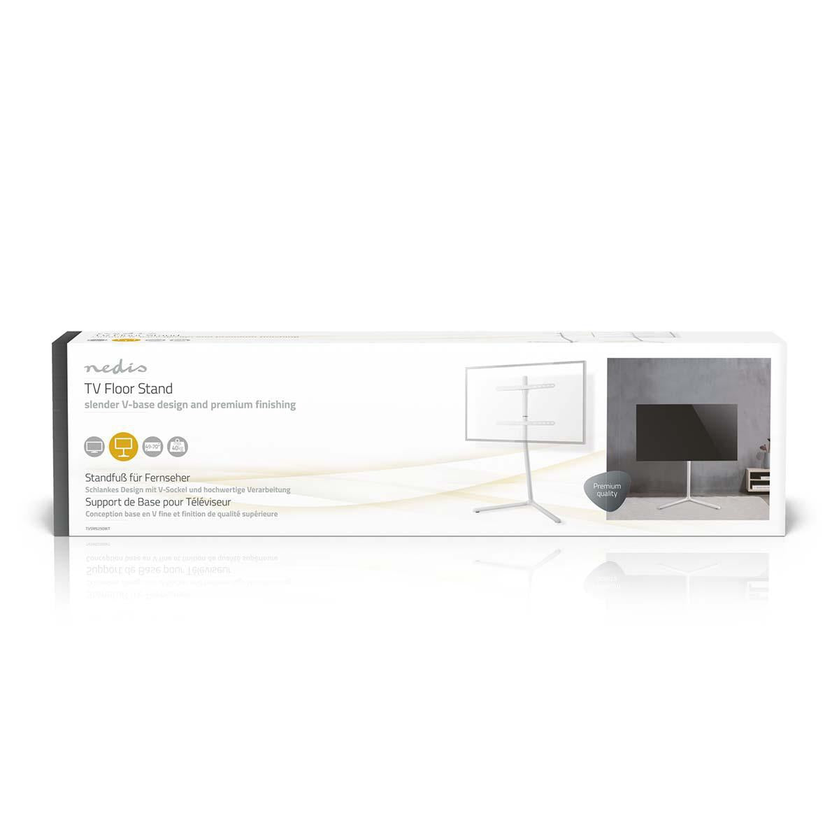 TV Floor Stand | 49 - 70 " | Maximum supported screen weight: 40 kg | V-shape Design | Anti-tip strap | Snap-lock | Aluminium / Steel | White