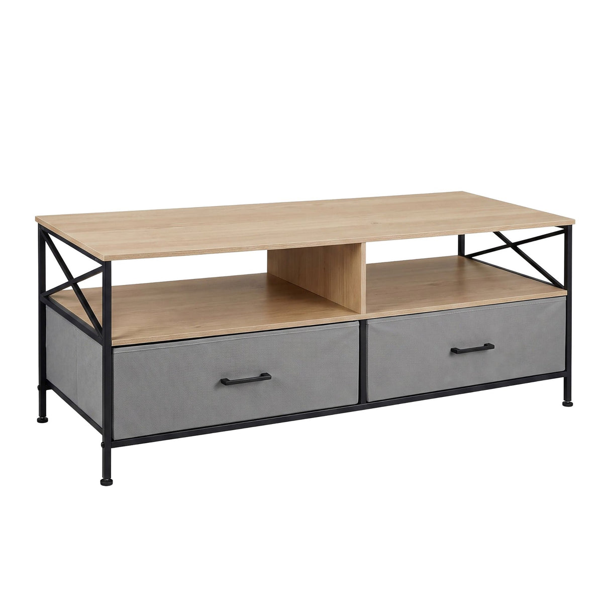 TV Lowboard with Storage, Greige-Black, 120 cm