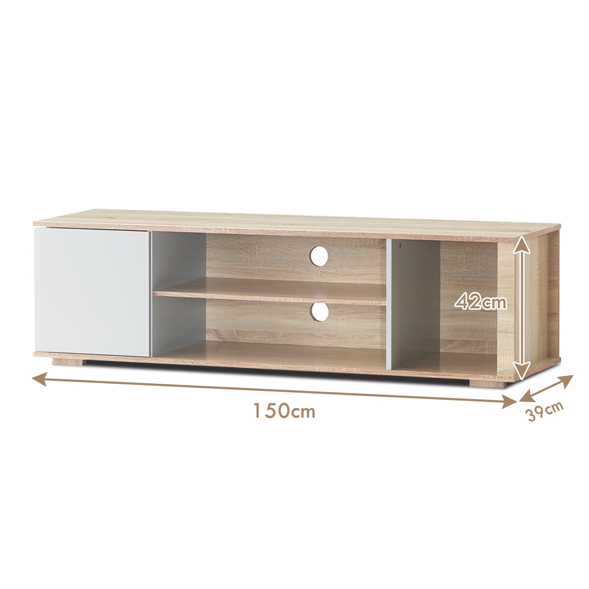 TV Stand, Oak Media Console for Up to 60-Inch TVs