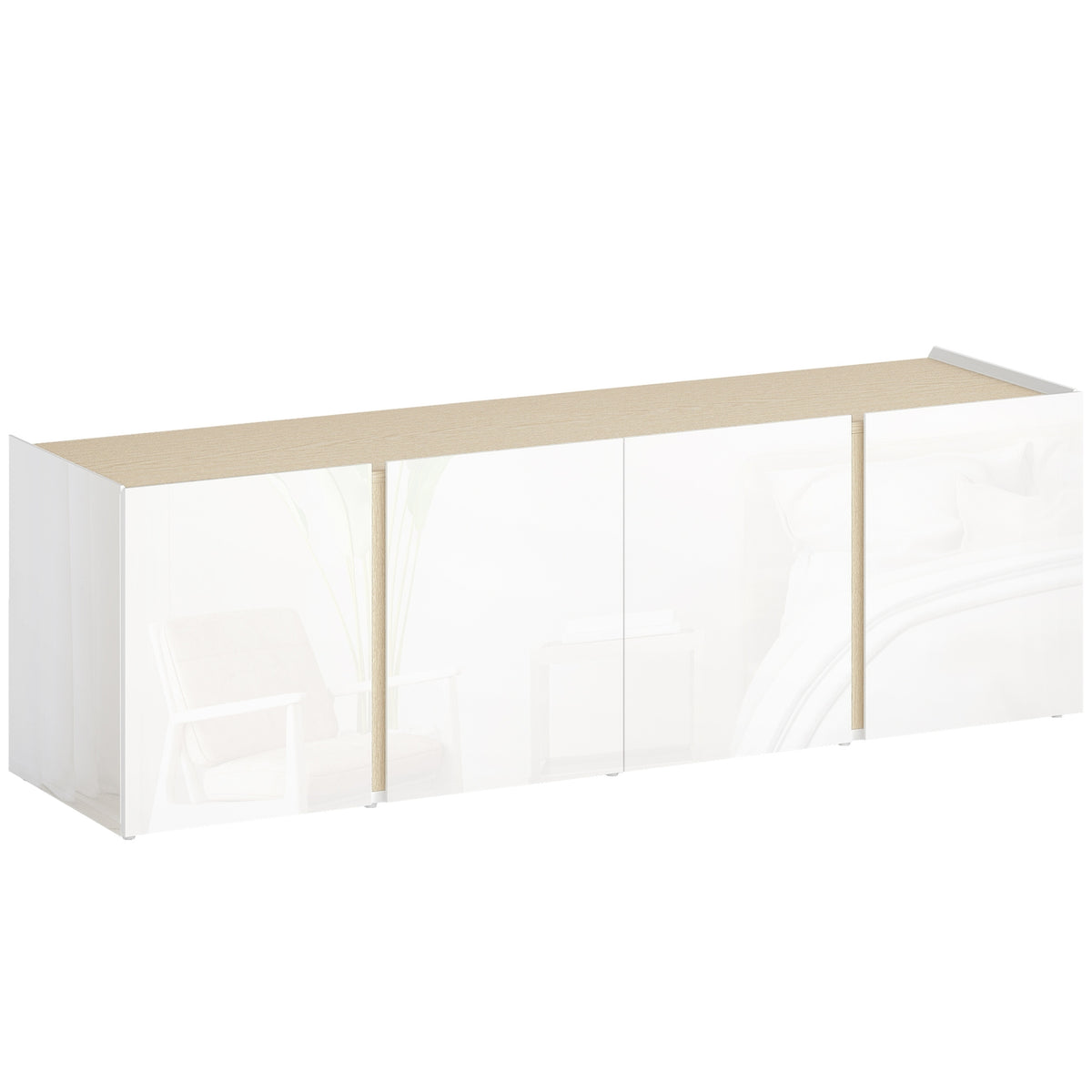 TV Stand for 65-Inch TVs, Soft-Close Doors, White