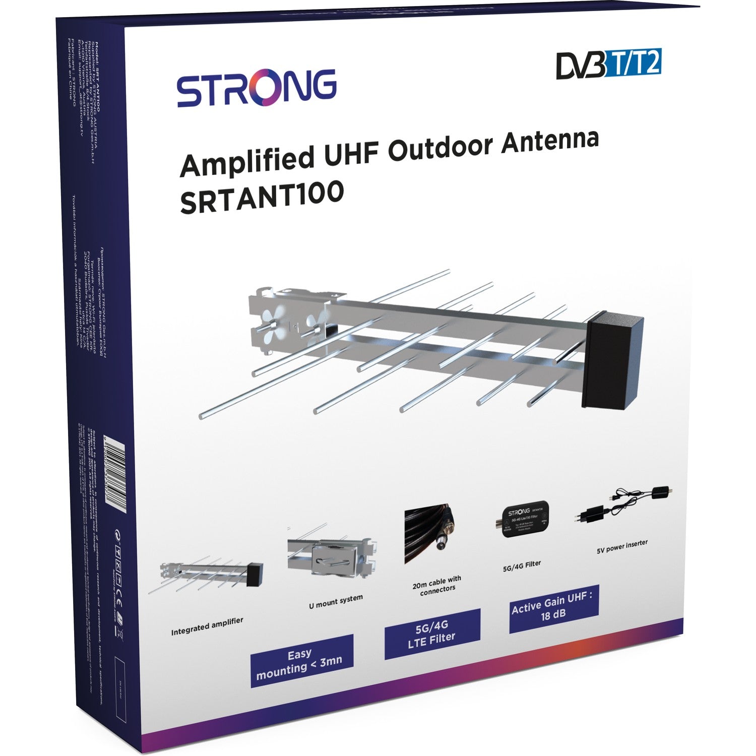 TV antenna for outdoor use - DVB-T2 LTE protection