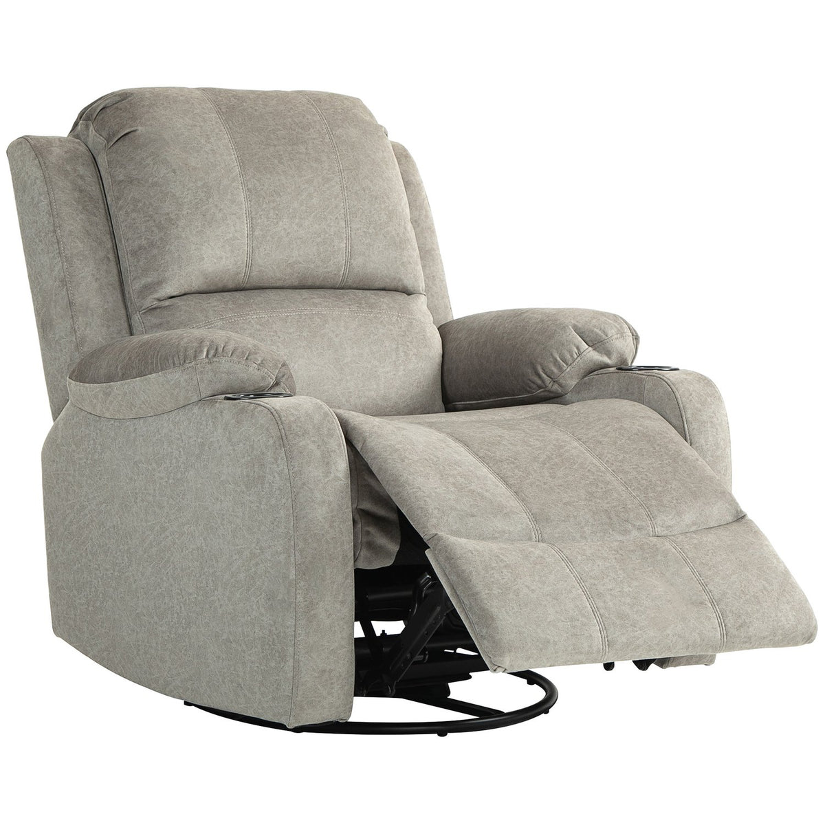 TV armchair with reclining function, 360° rotatable, rocker function, with pocket spring core, footrest, cup holder, 87L x 95W x 102H cm, brown