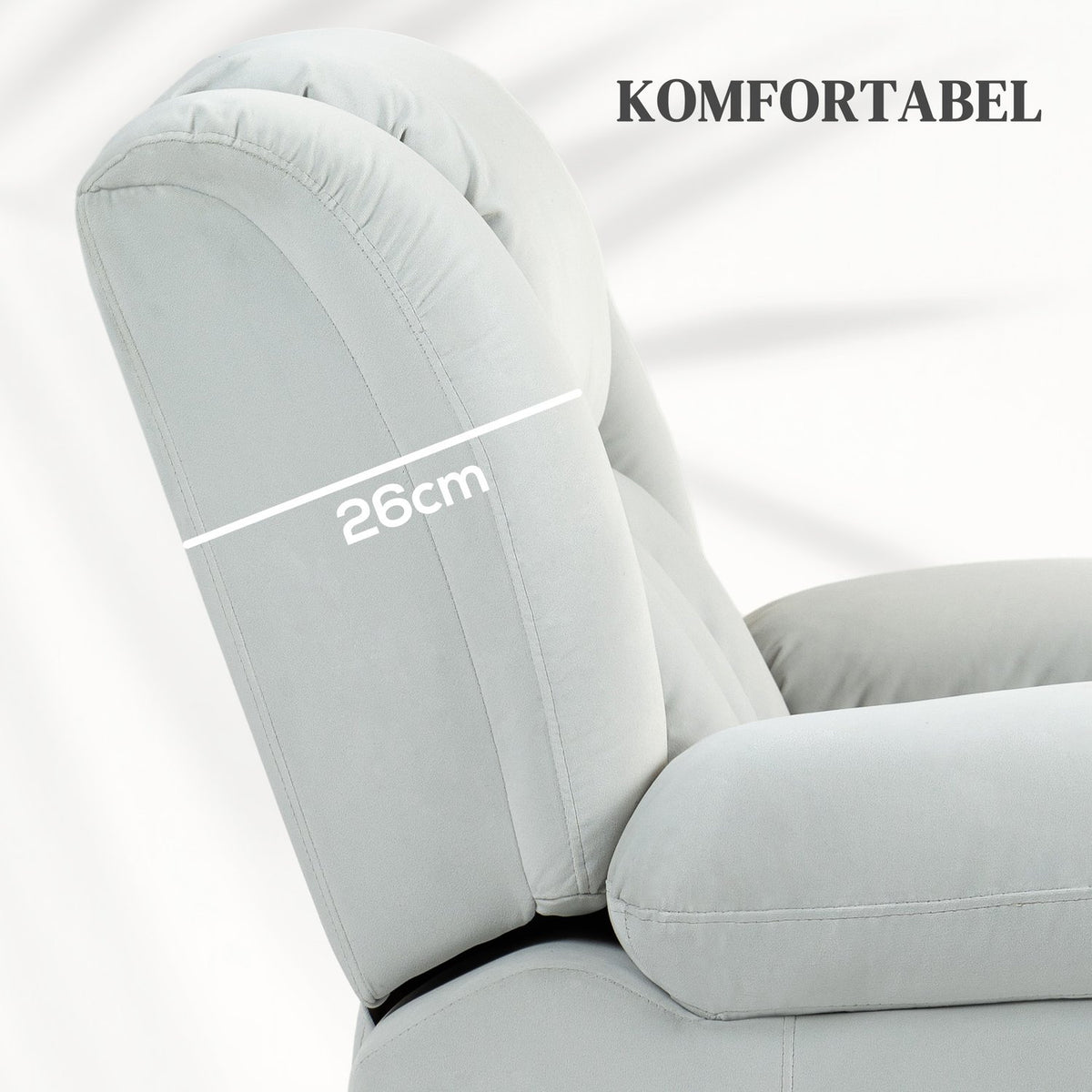 TV armchair with stand-up aid, electric relaxation armchair with massage/warming/reclining function, TV armchair with cup holder, storage space, USB ports and remote control, velvet, light grey