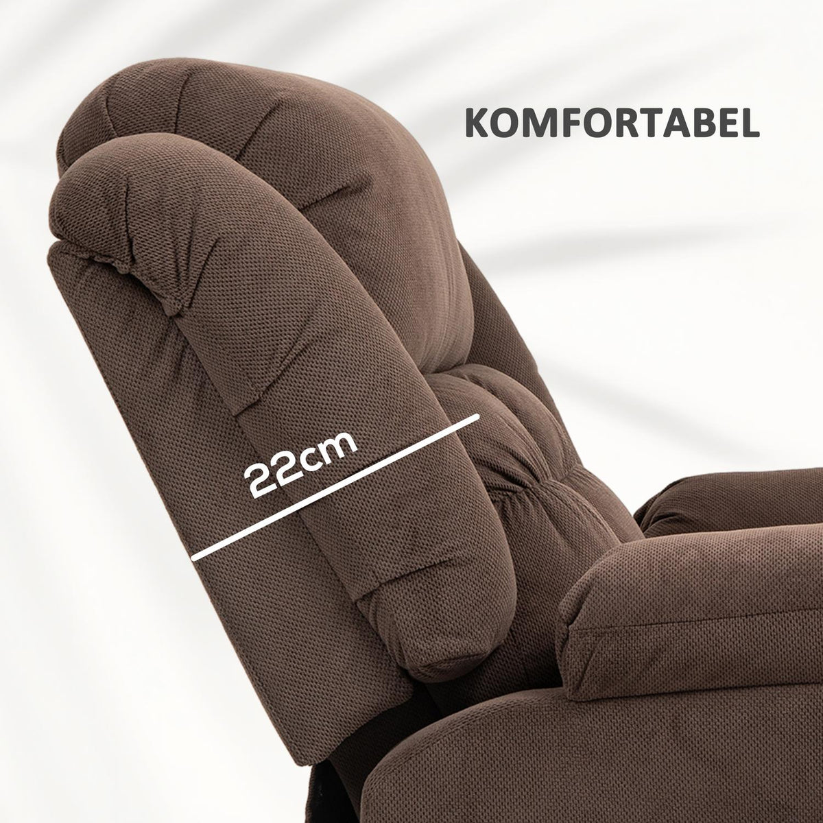 TV armchair with stand-up aid, electric relaxation armchair with reclining, massage and heating functions, TV armchair with pocket spring core, side pocket and remote control, dark brown