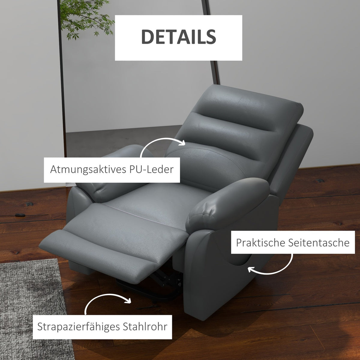 TV chair with stand-up aid, up to 180 kg, electric relaxation chair with reclining function, vibration massage, TV chair with remote control