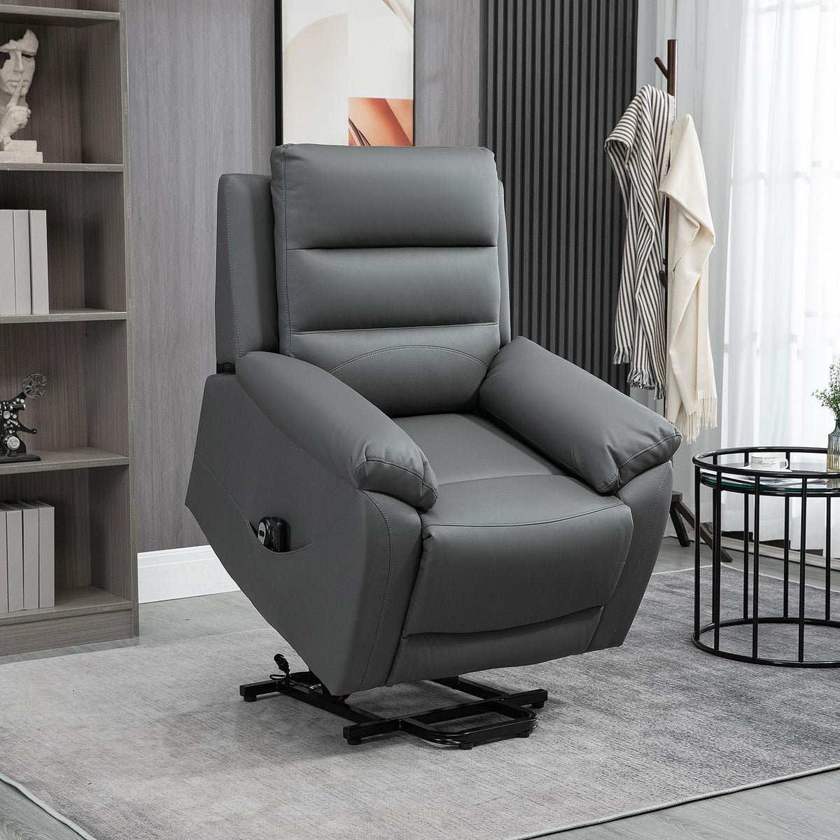 TV chair with stand-up aid, up to 180 kg, electric relaxation chair with reclining function, vibration massage, TV chair with remote control
