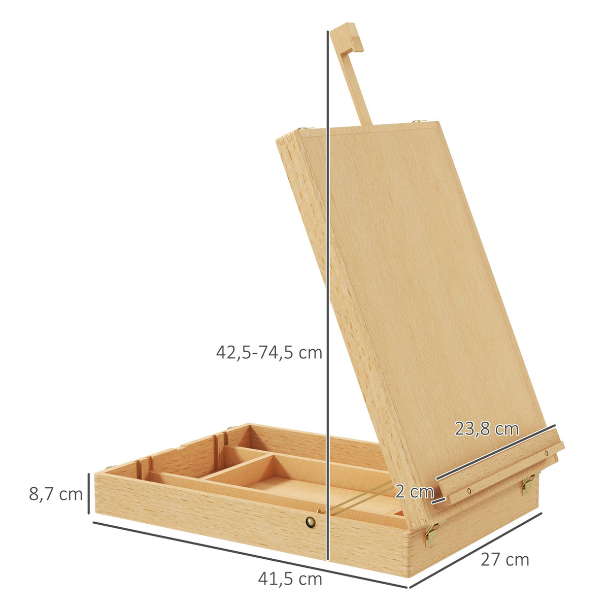 Table Easel, Angle-Adjustable Easel With Handle, Storage Space, Foldable Suitcase Easel, Wooden Easel For Painting, Drawing, Natural