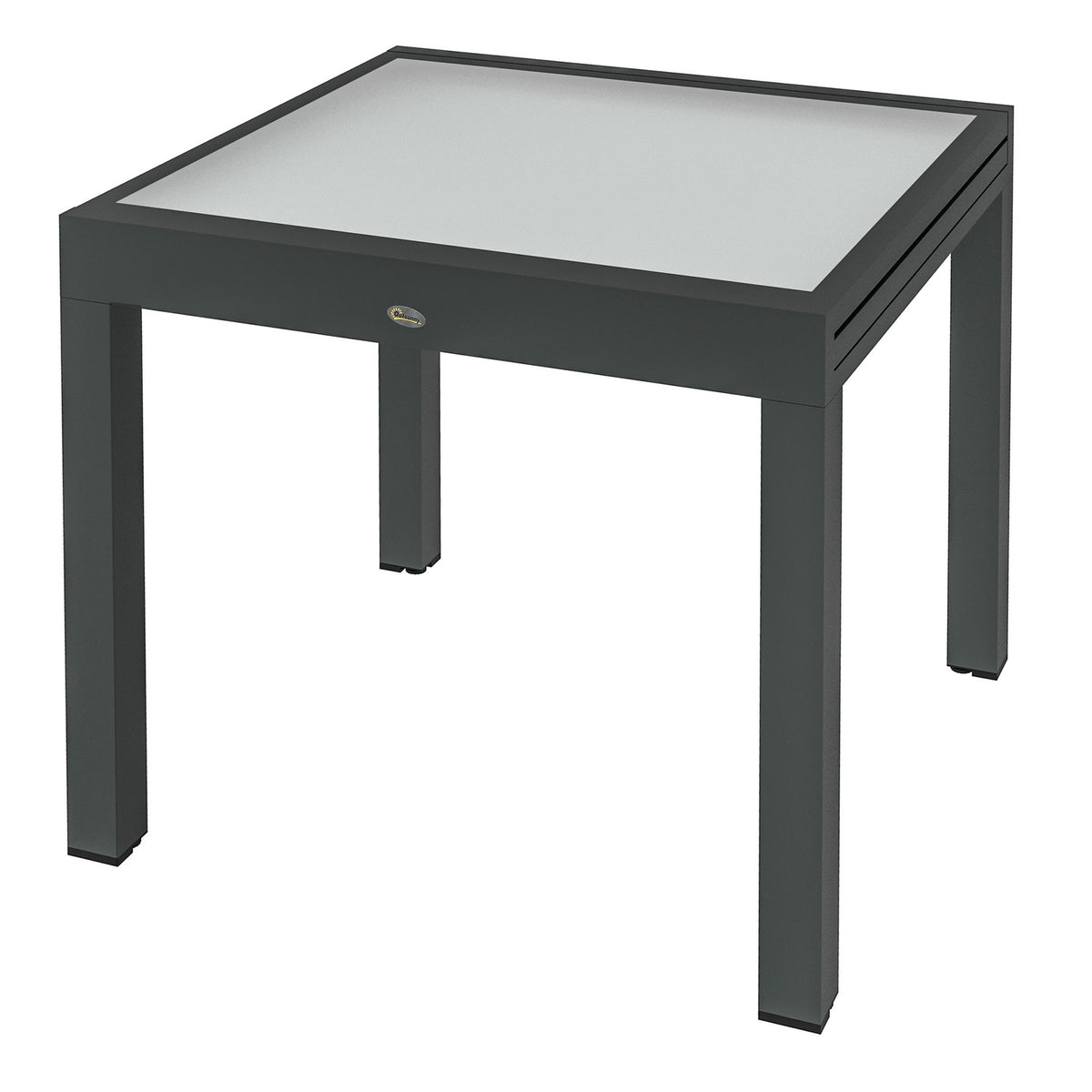 Table Extensible de Jardin Grande Waist Dimensions: 160L x 80W x 75H cm Aluminum Dark Gray Top in Tempered Glass Transparent
