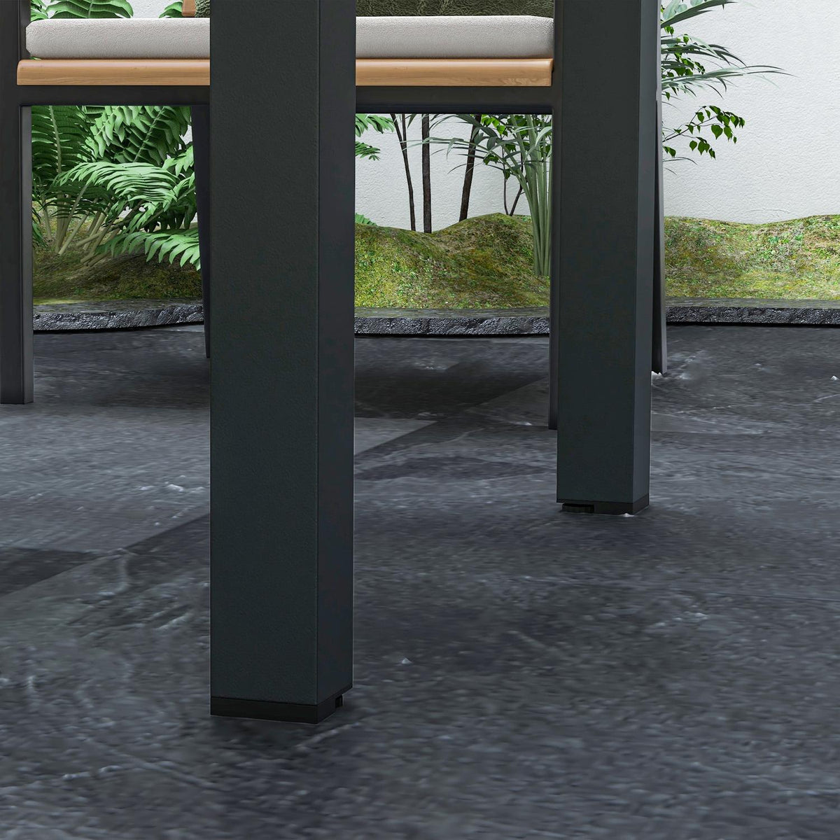 Table Extensible de Jardin Grande Waist Dimensions: 160L x 80W x 75H cm Aluminum Dark Gray Top in Tempered Glass Transparent