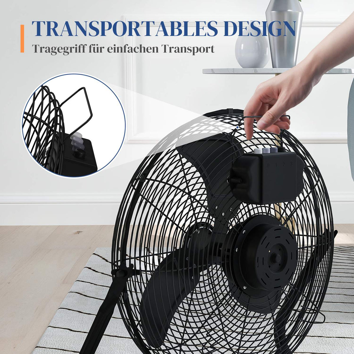 Table Fan Electric Fan with 3 Speed Levels, 120° Adjustable Angle for Home, Office, Bedroom, Black |