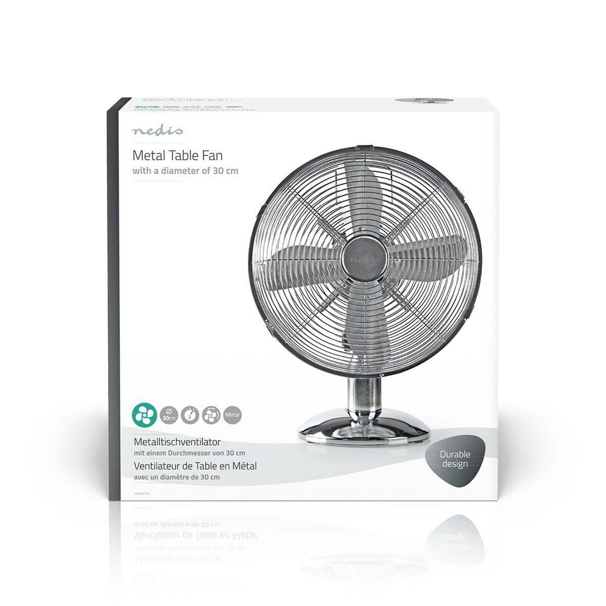 Table Fan | Mains Powered | Diameter: 300 mm | 35 W | Oscillation | 3-Speed | Chrome