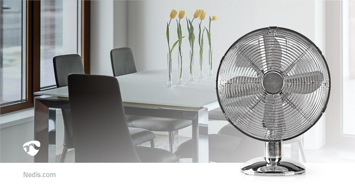 Table Fan | Mains Powered | Diameter: 300 mm | 35 W | Oscillation | 3-Speed | Chrome