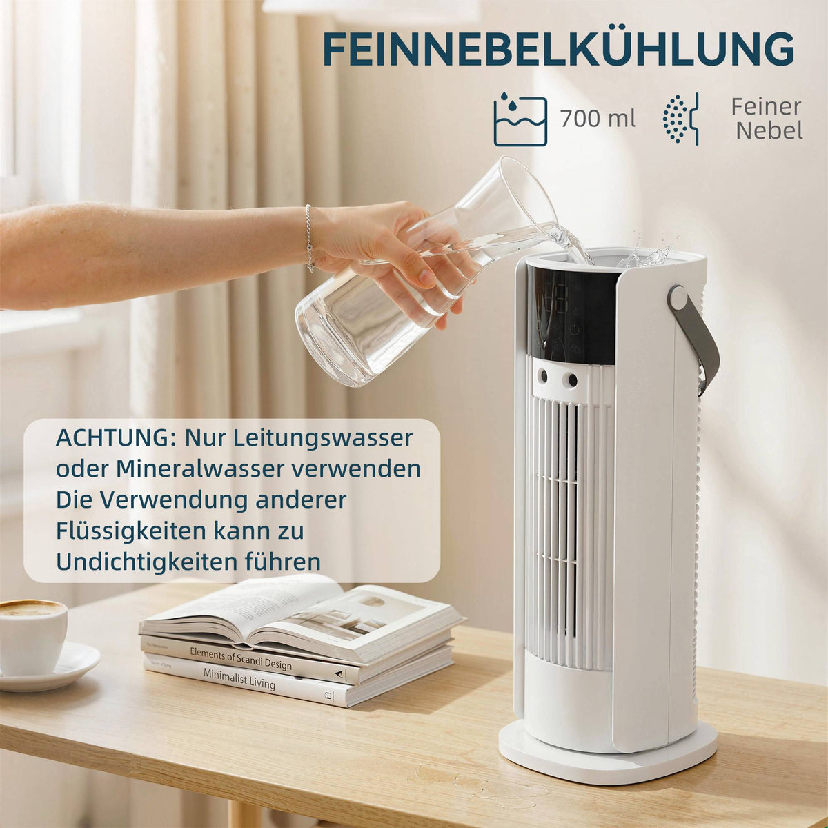 Table Fan with Mist, 3 Speeds, 90 Oscillation, Timer