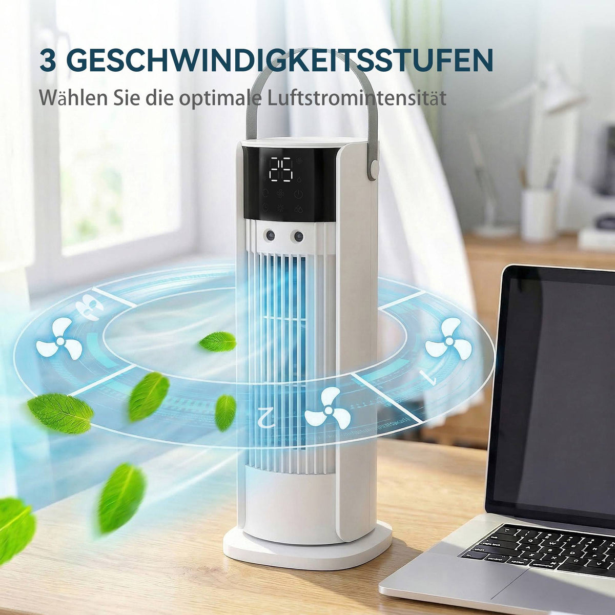 Table Fan with Mist, 3 Speeds, 90 Oscillation, Timer