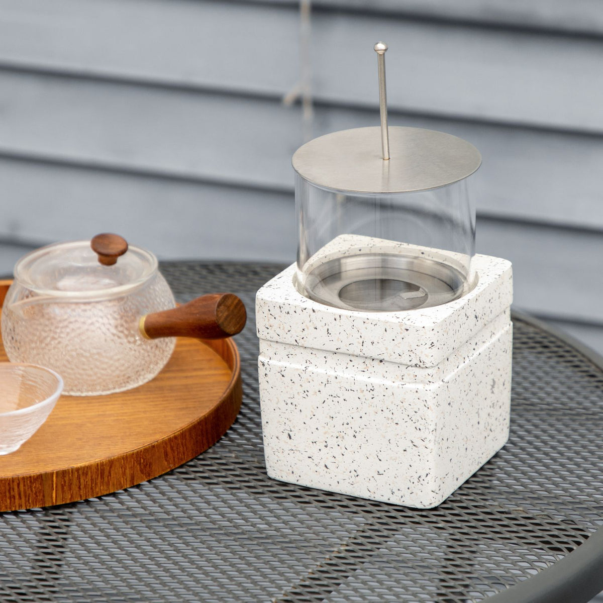 Table Fire Lanterns Organic Table Fireplace, Portable Fire Bowl, Combustion Chambers, Mgo, Gray, For Indoor & Outdoor