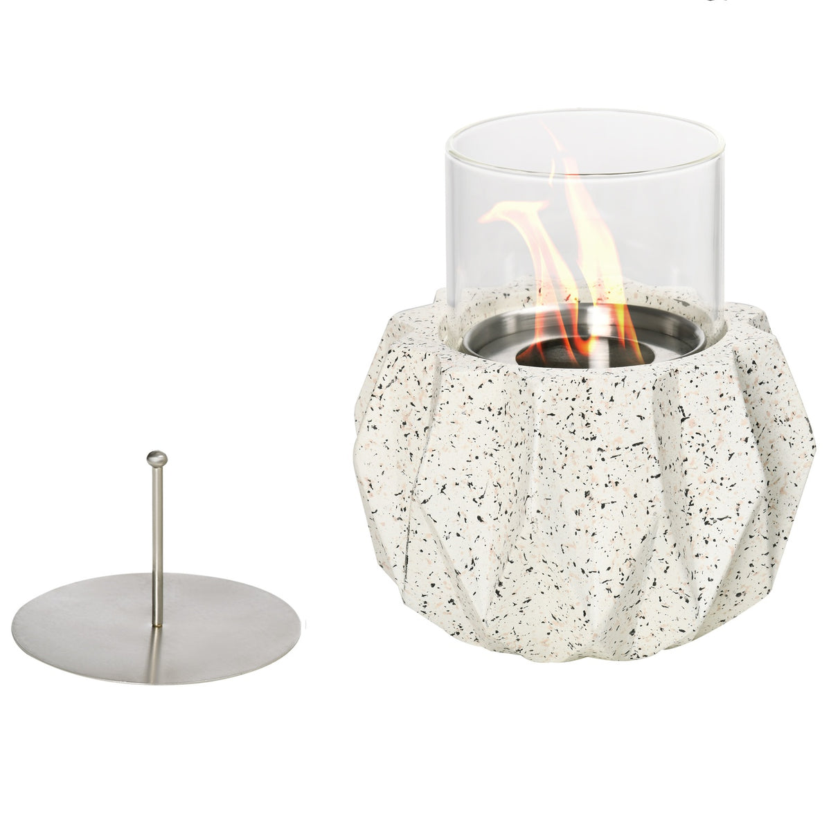 Table Fireplace Lantern Organic Table Fire, Portable Fire Bowl, Combustion Chambers, Mgo, Gray, For Indoor & Outdoor