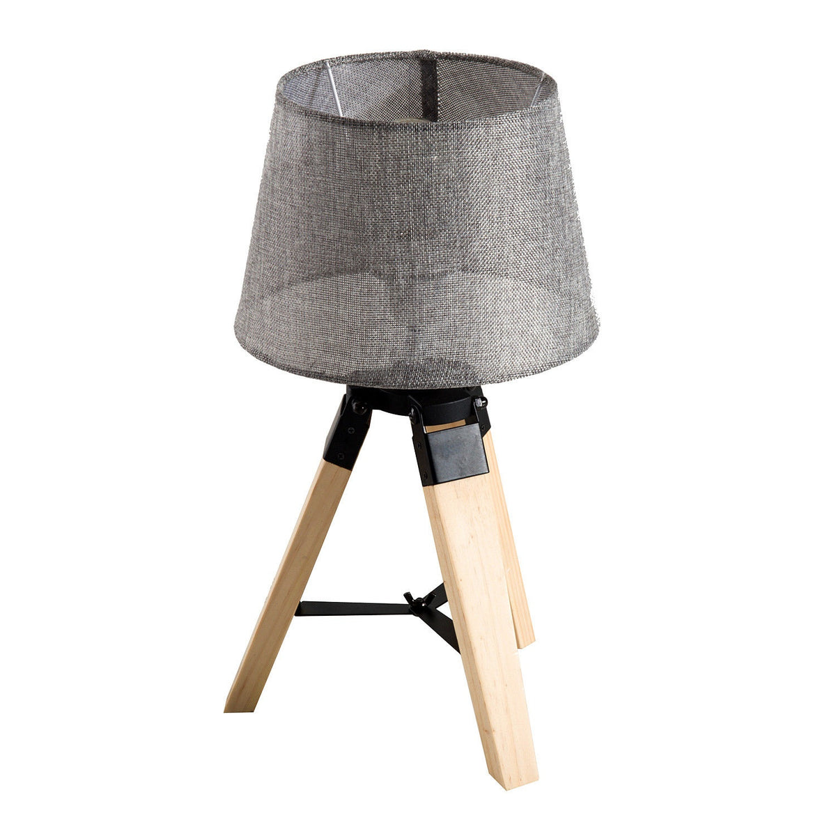 Table Lamp Bedside Lamp In Linen Look, E27, Pine & Polyester, Gray, 24X24X45Cm