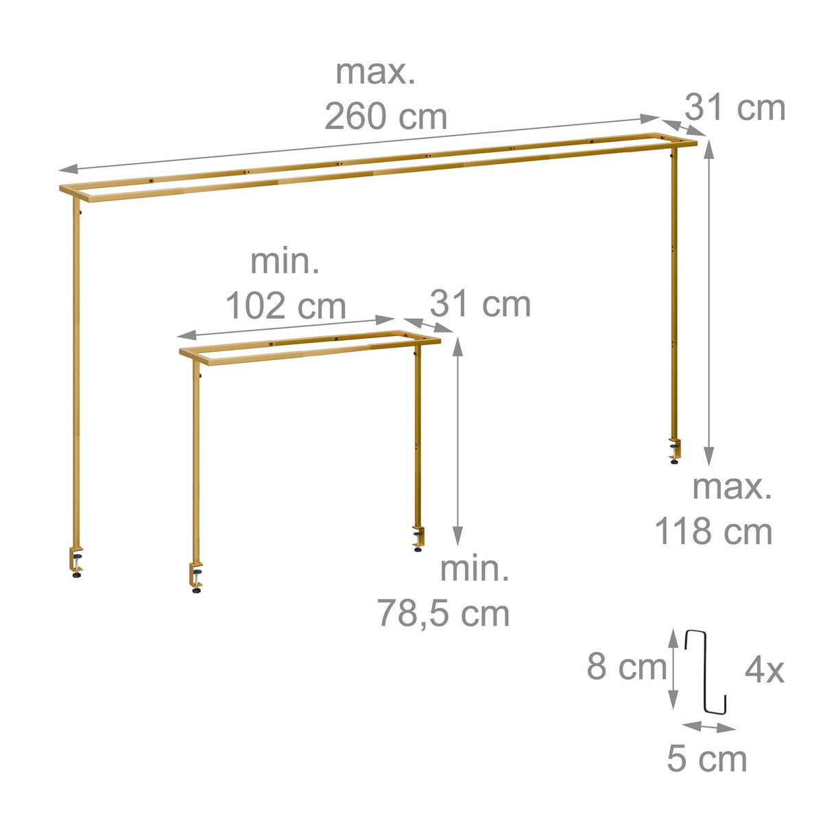 Table Rod Stand with 2 Rails for Decorations