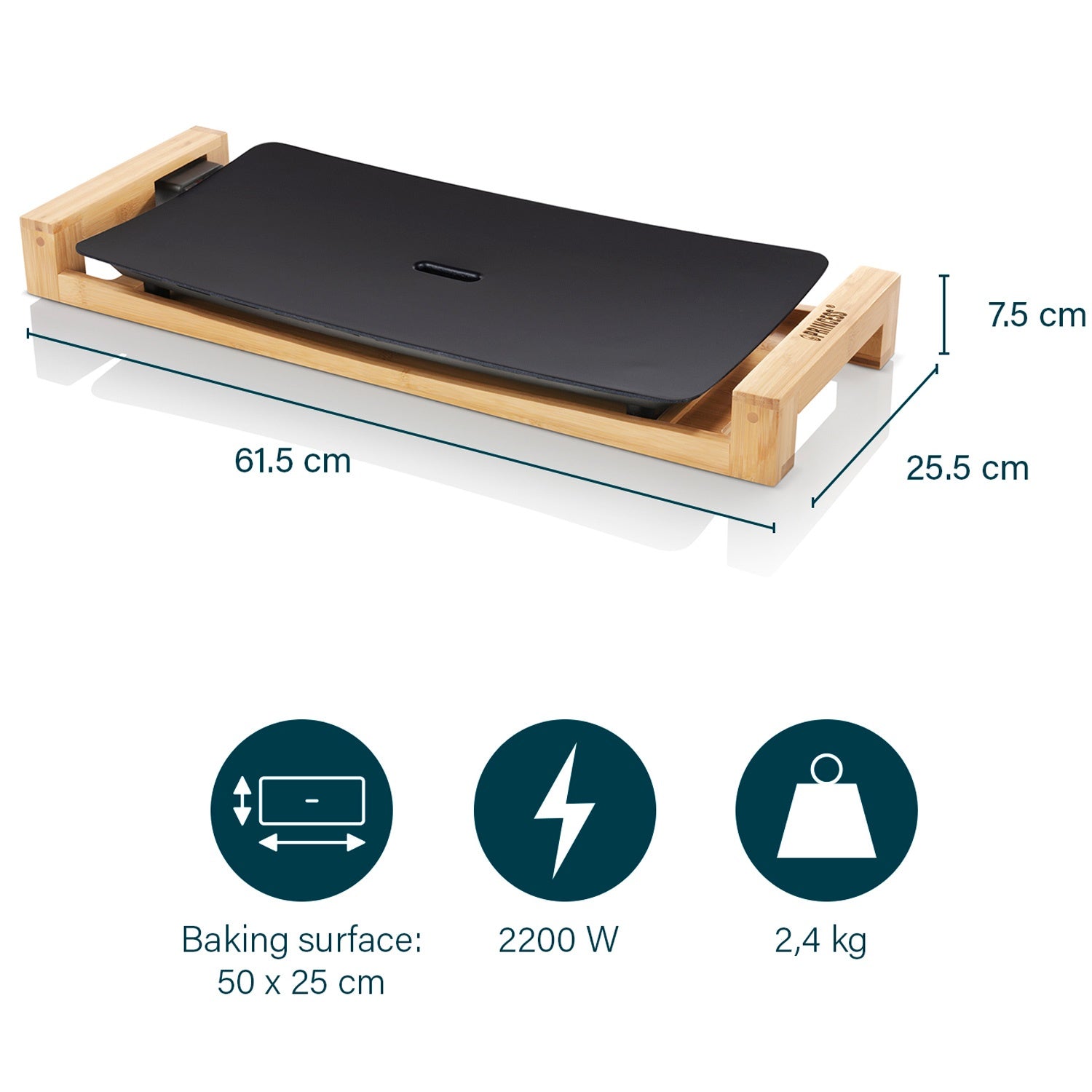 Table grill Table Chef Pure Black Bamboo 50X25