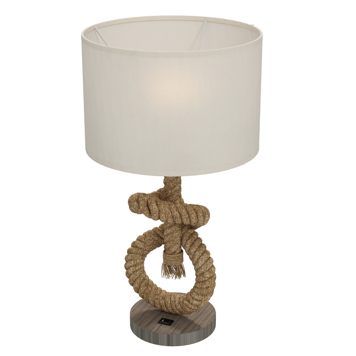 Table lamp LED table lamp USB rechargeable, bedside lamp, lamp base E27, metal linen, cream white 30 x 30 x 55 cm