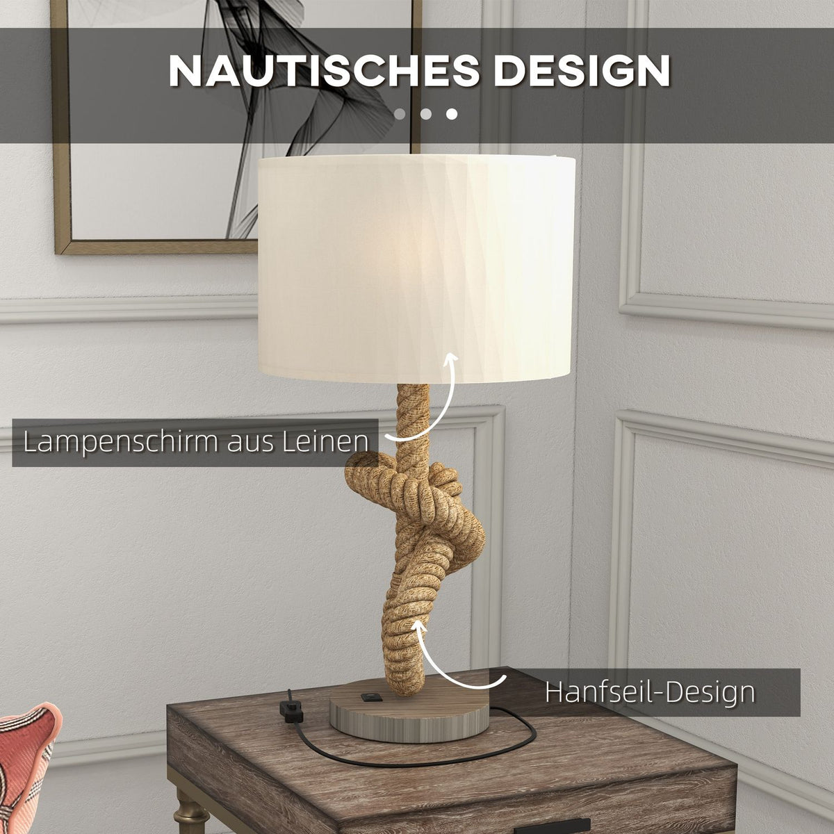 Table lamp LED table lamp USB rechargeable, bedside lamp, lamp base E27, metal linen, cream white 30 x 30 x 55 cm