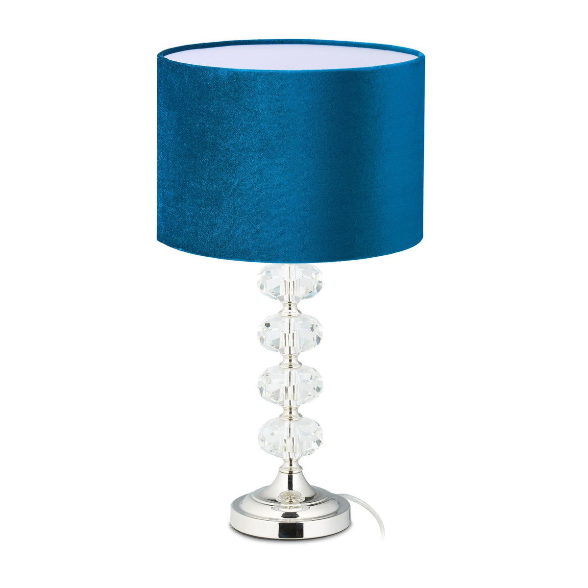 Table lamp in crystal and velvet blue