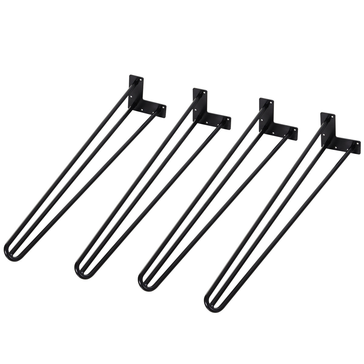 Table legs, set of 4 table feet, furniture feet made of steel table frame with fork design for coffee table, dining table, black, 12 x 12 x 72 cm