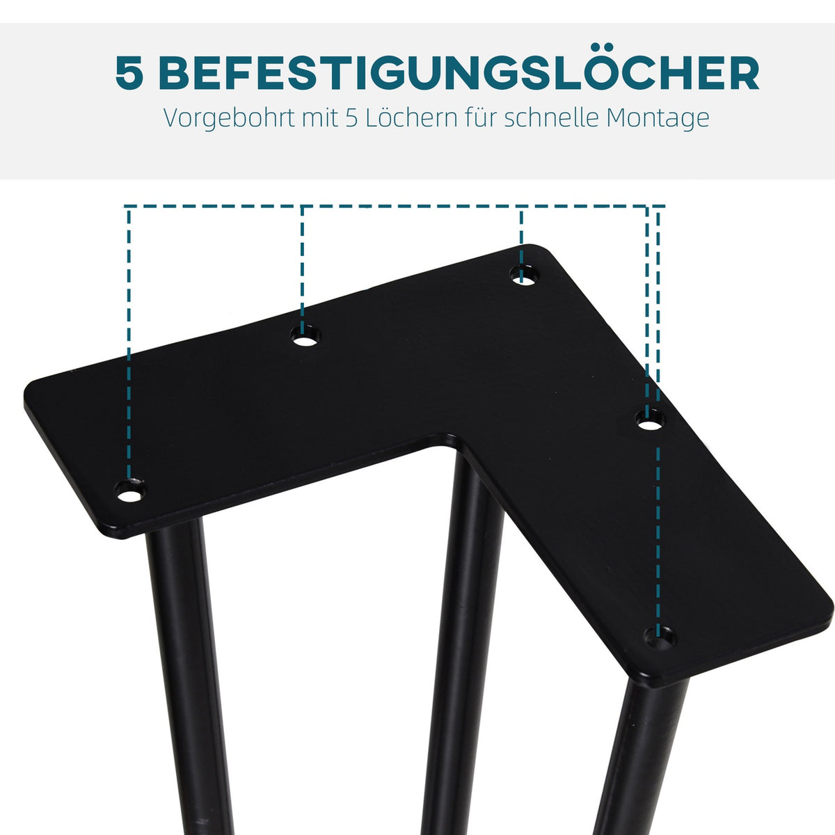Table legs, set of 4 table feet, furniture feet made of steel table frame with fork design for coffee table, dining table, black, 12 x 12 x 72 cm