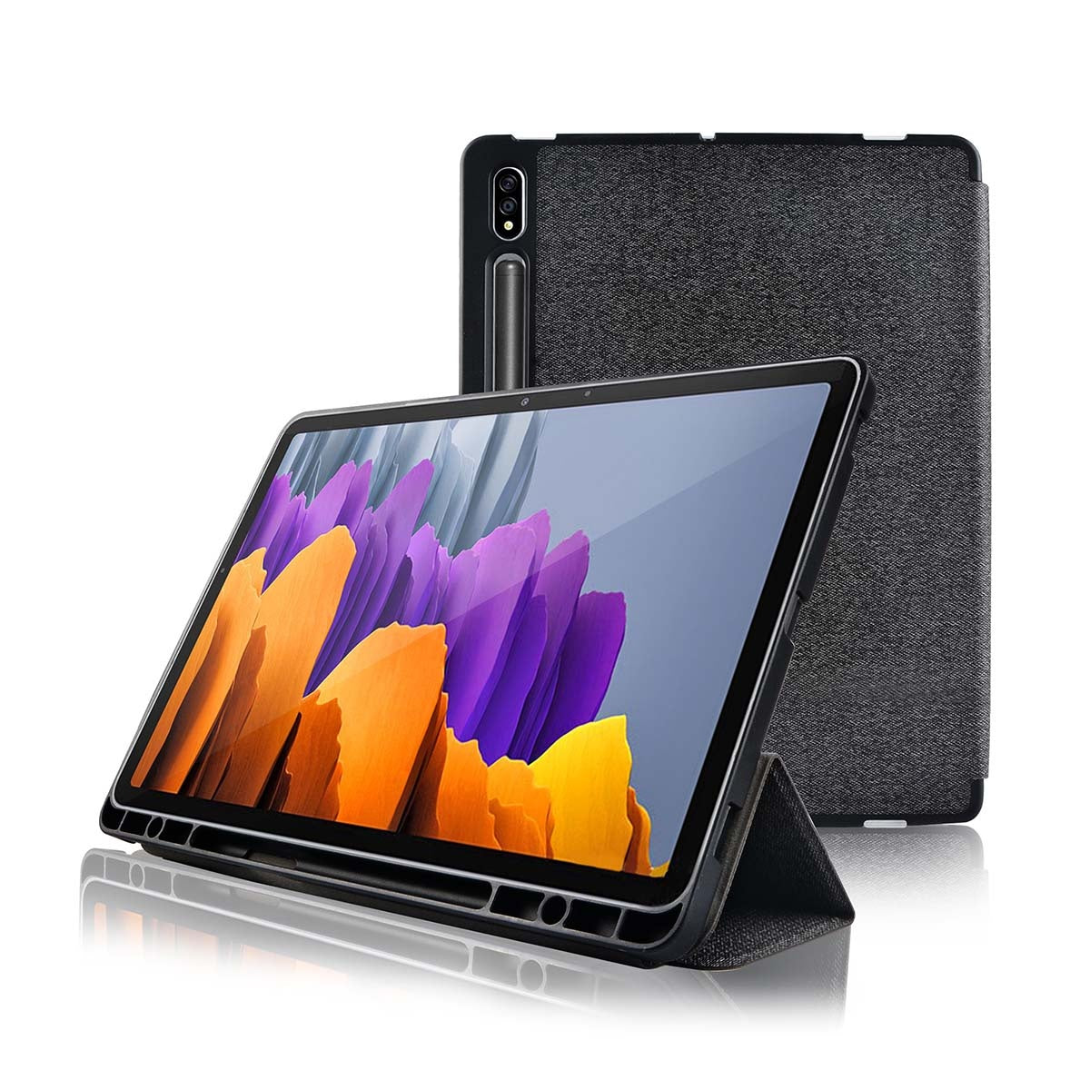 Tablet Folio Case | Galaxy Tab S7 | Auto-wake function | Black / Grey | Polycarbonate / TPU