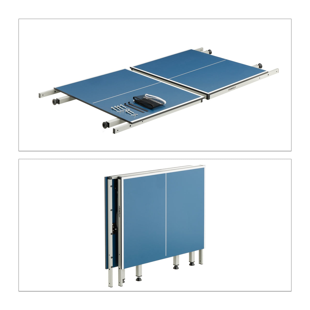 Table tennis table for indoor use in blue