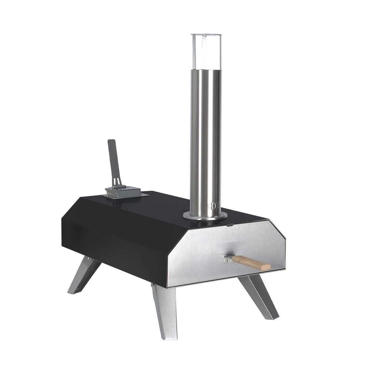 Tabletop Pellet Pizza Oven with Stone, Black/Silver