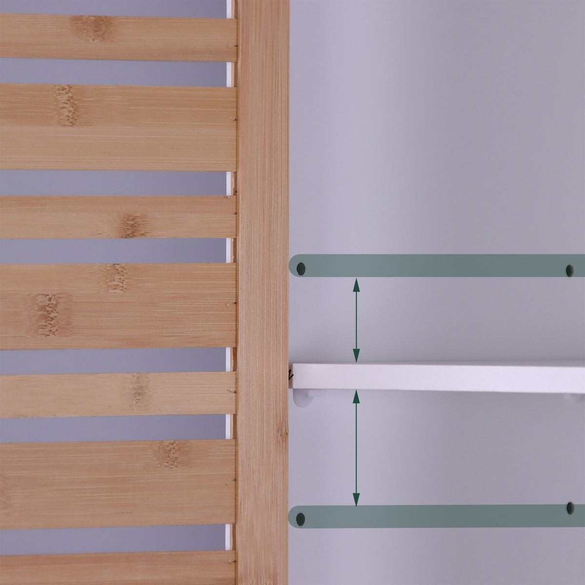 Tall Bathroom Cabinet, 190 cm, White, Bamboo Doors