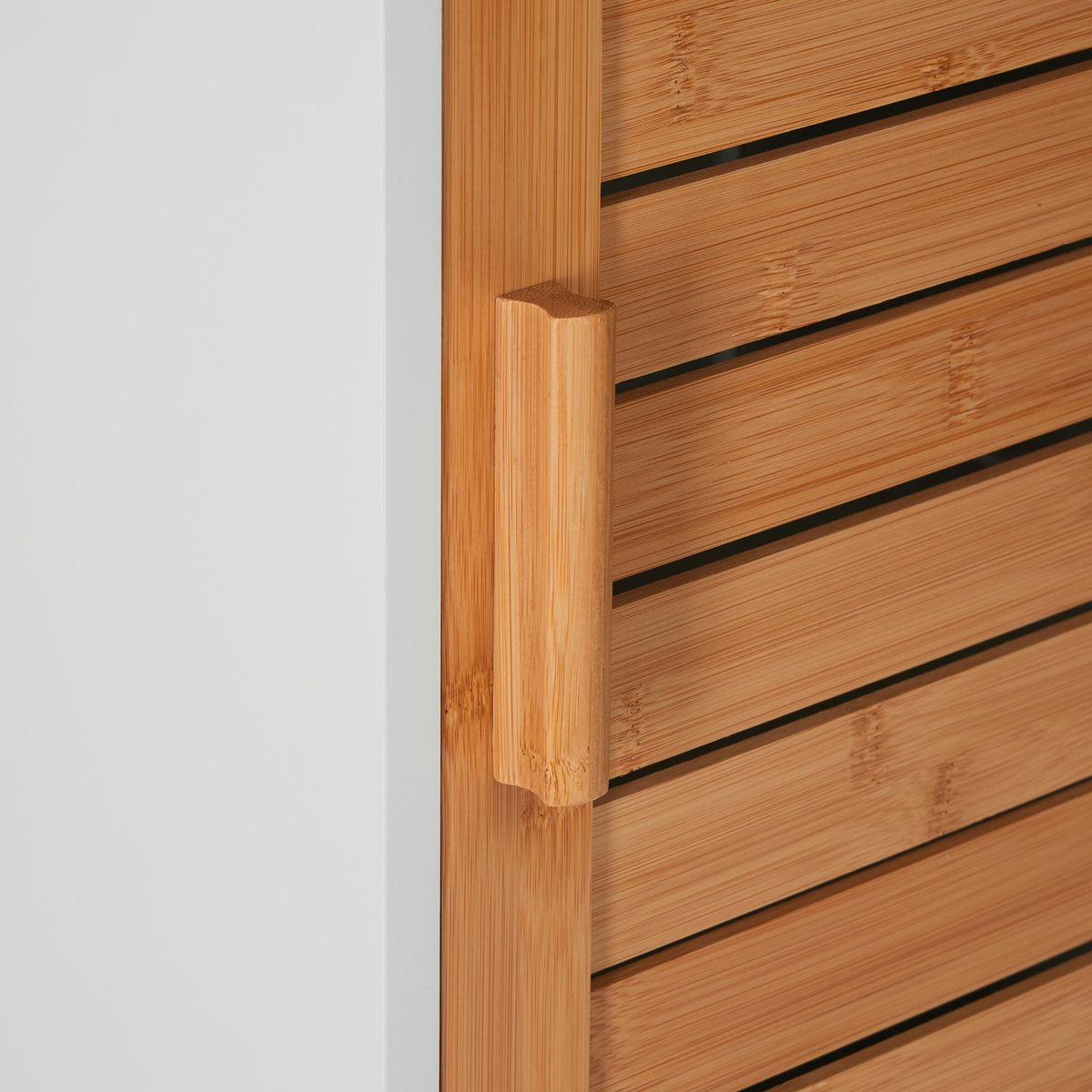Tall Bathroom Storage Cabinet with Bamboo Doors